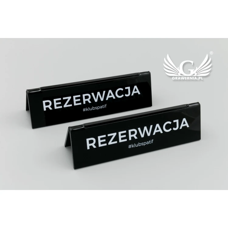 Reservation - card holder stand - size 140x35mm - black acrylic - REZ010