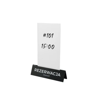 Reservation - card holder stand - size 140x35mm - black acrylic - REZ010