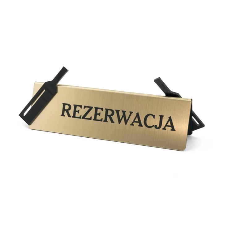 Reservation - table stand - dim. 200x60mm - engraving laminate with black plexi - REZ011