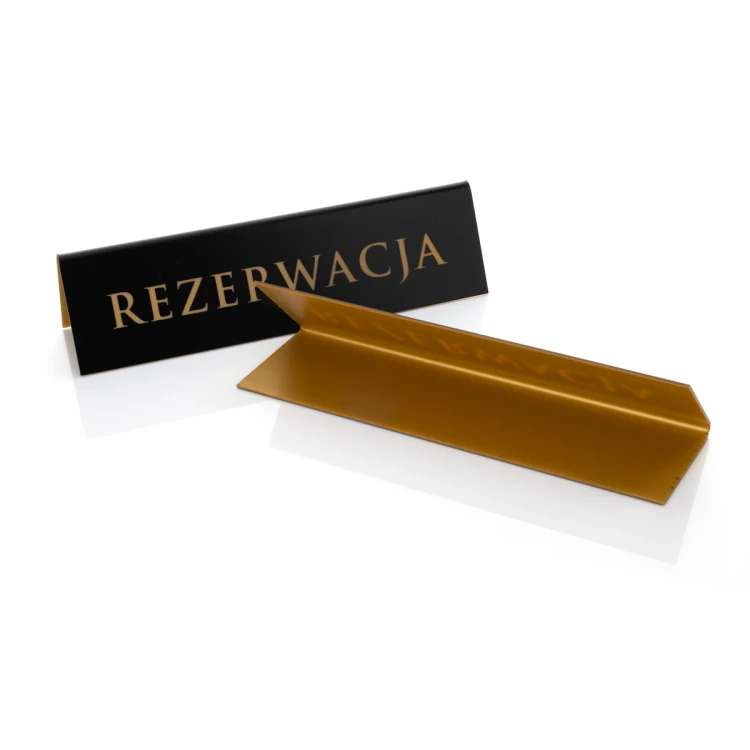 Reservation - table stand - dim. 200x55mm - black engraving laminate with gold engraving - REZ019