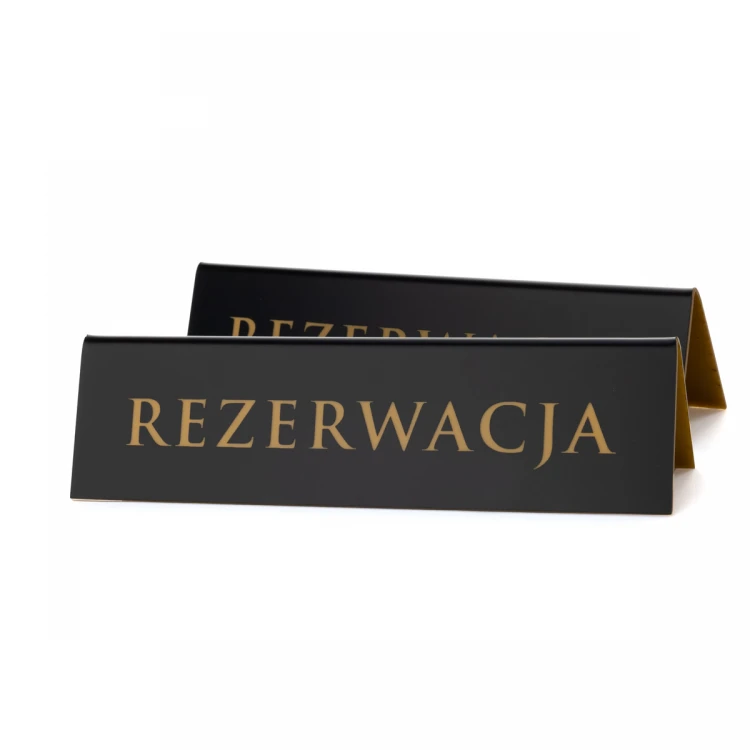 Reservation - table stand - dim. 200x55mm - black engraving laminate with gold engraving - REZ019