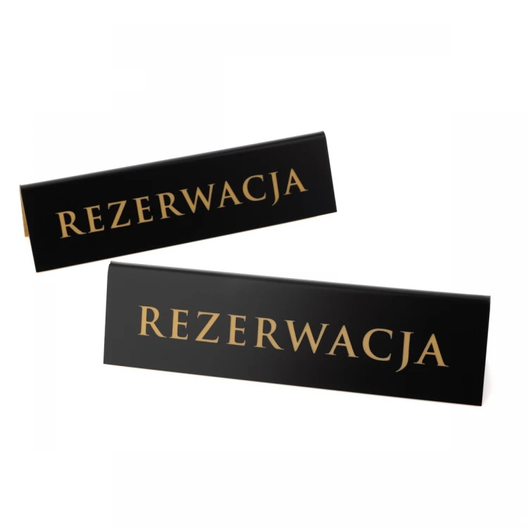 Reservation - table stand - dim. 200x55mm - black engraving laminate with gold engraving - REZ019