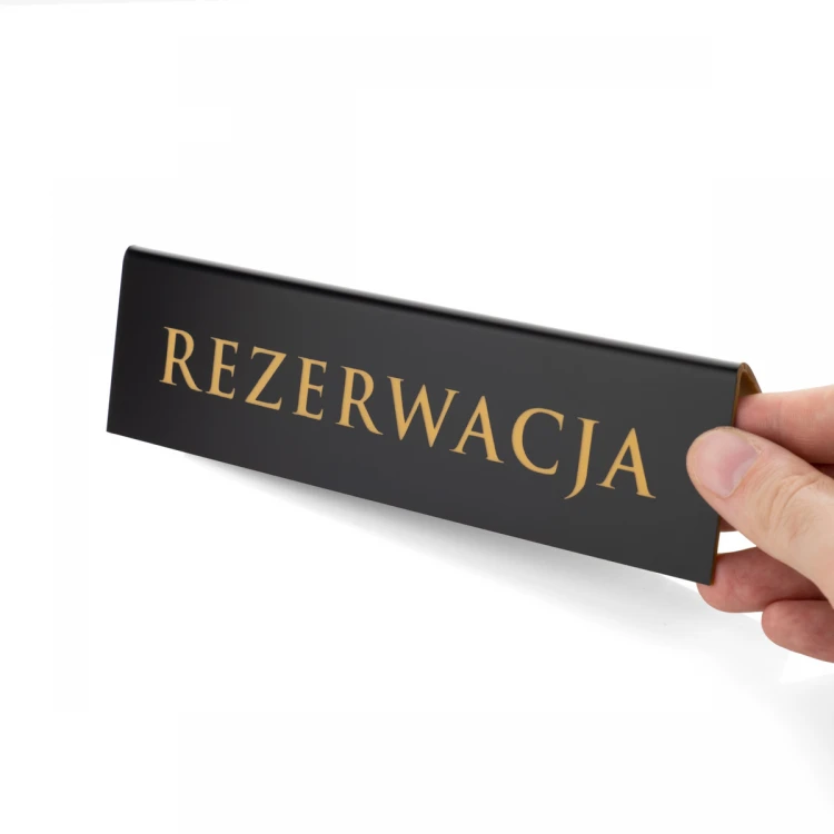 Reservation - table stand - dim. 200x55mm - black engraving laminate with gold engraving - REZ019