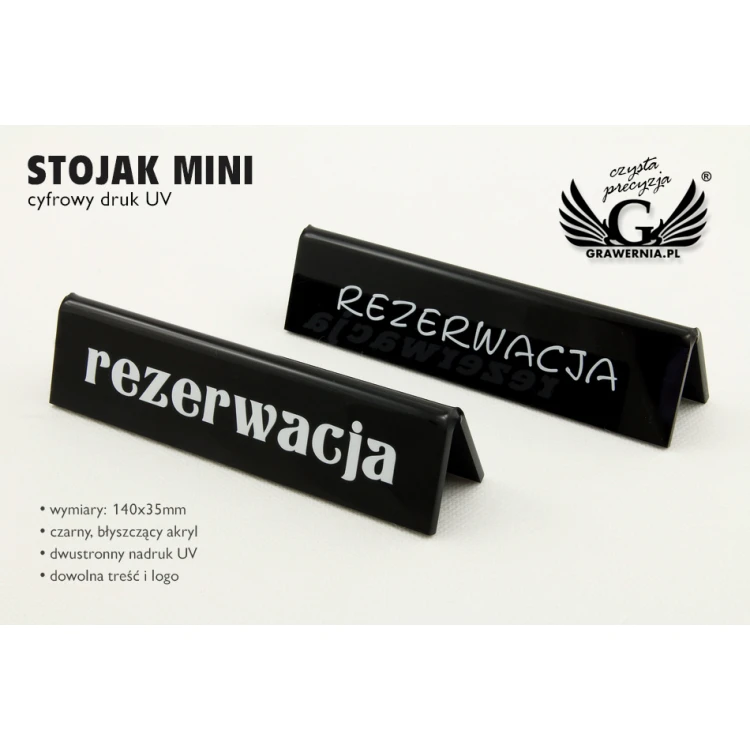 Reservation - stand for tables - dim. 140x35mm - black acrylic - REZ005