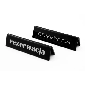 Reservation - stand for tables - dim. 140x35mm - black acrylic - REZ005