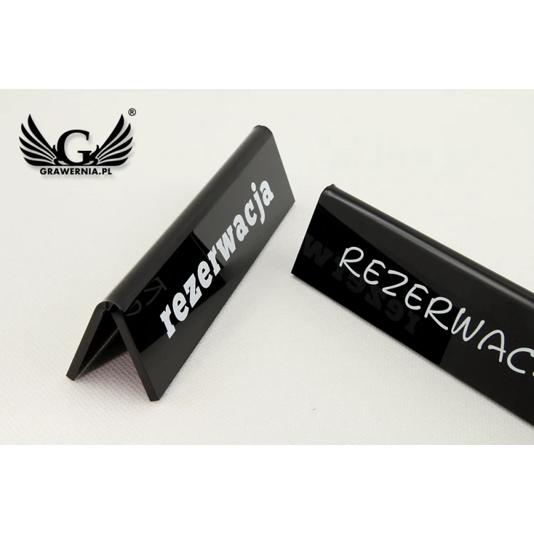 Reservation - stand for tables - dim. 140x35mm - black acrylic - REZ005