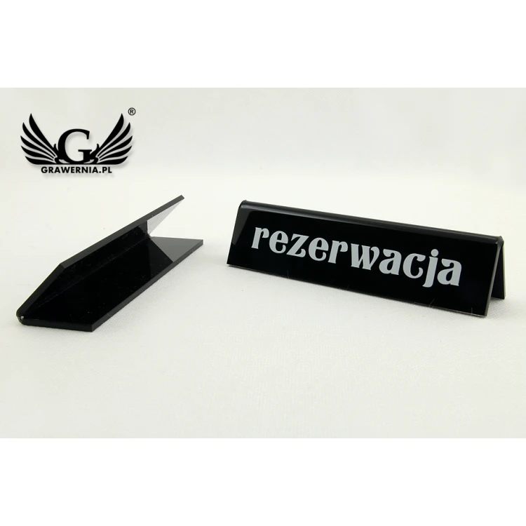 Reservation - stand for tables - dim. 140x35mm - black acrylic - REZ005