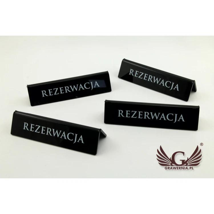 Reservation - stand for tables - dim. 140x35mm - black acrylic - REZ005