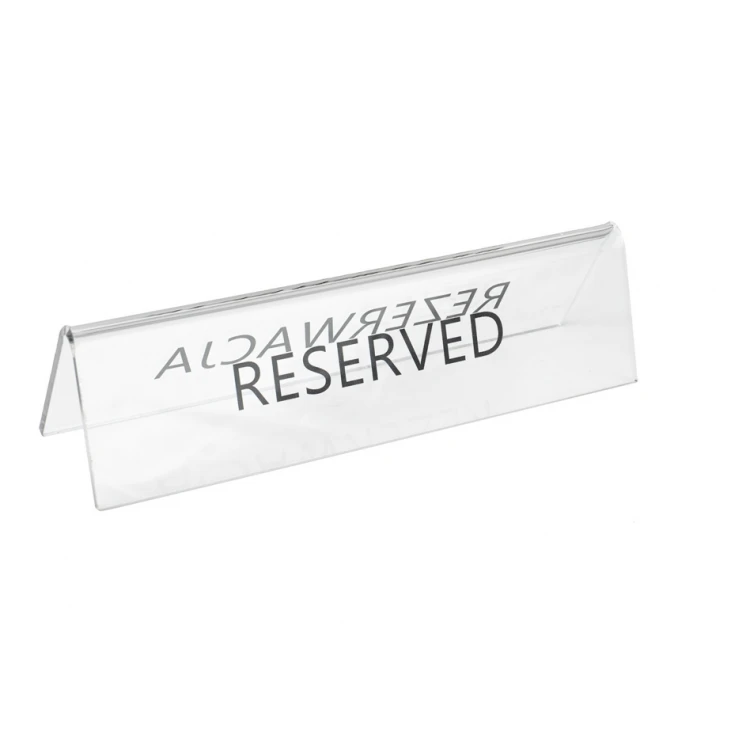 Reservation - stand for tables - dim. 195x55mm - clear plexiglass - REZ012