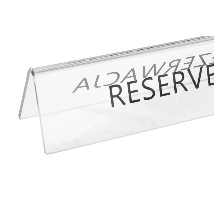 Reservation - stand for tables - dim. 195x55mm - clear plexiglass - REZ012