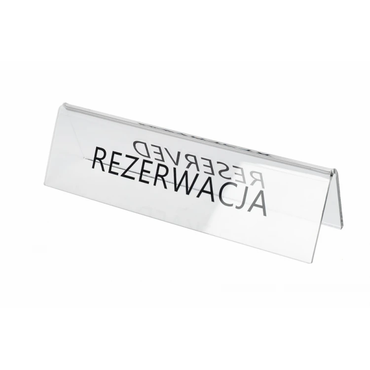 Reservation - stand for tables - dim. 195x55mm - clear plexiglass - REZ012