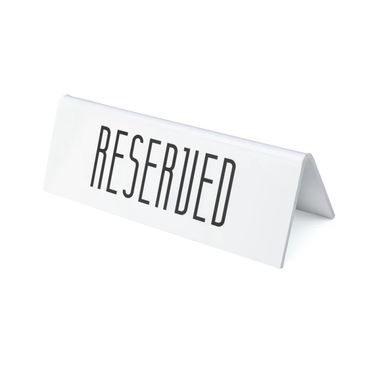 Reservation - stand for tables - dim. 170x60mm - matte white plexi - REZ015