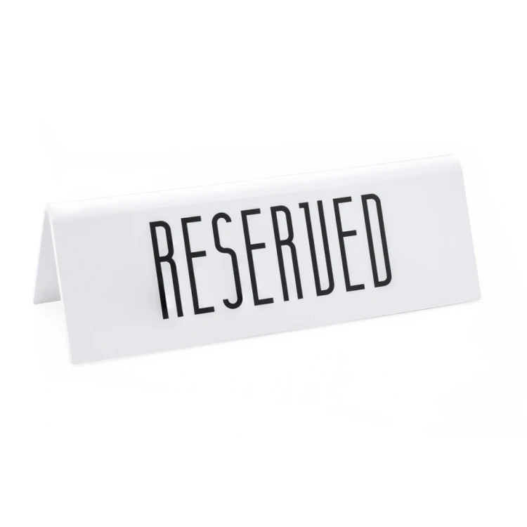 Reservation - stand for tables - dim. 170x60mm - matte white plexi - REZ015