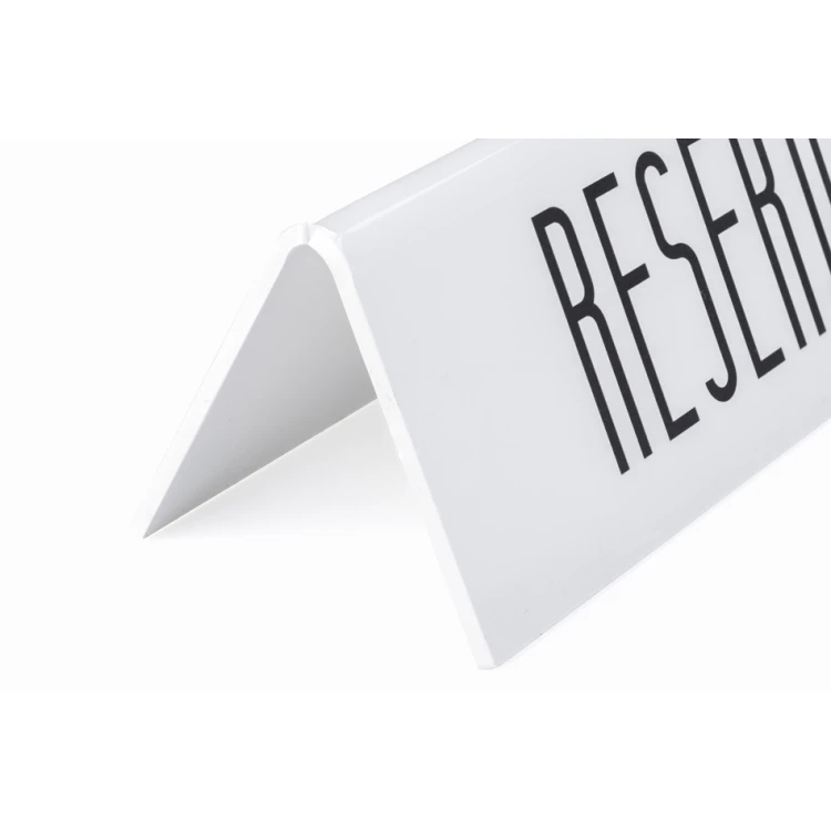 Reservation - stand for tables - dim. 170x60mm - matte white plexi - REZ015
