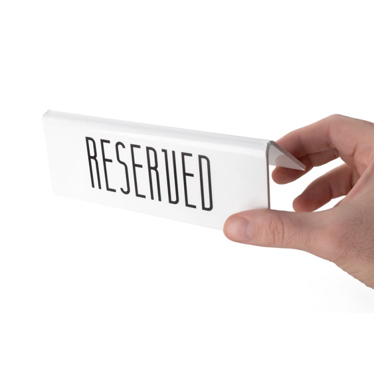 Reservation - stand for tables - dim. 170x60mm - matte white plexi - REZ015