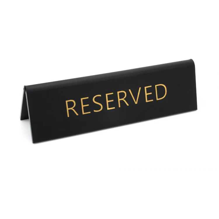 Reservation - stand for tables - dim. 150x45mm - matte black gold letters - REZ017