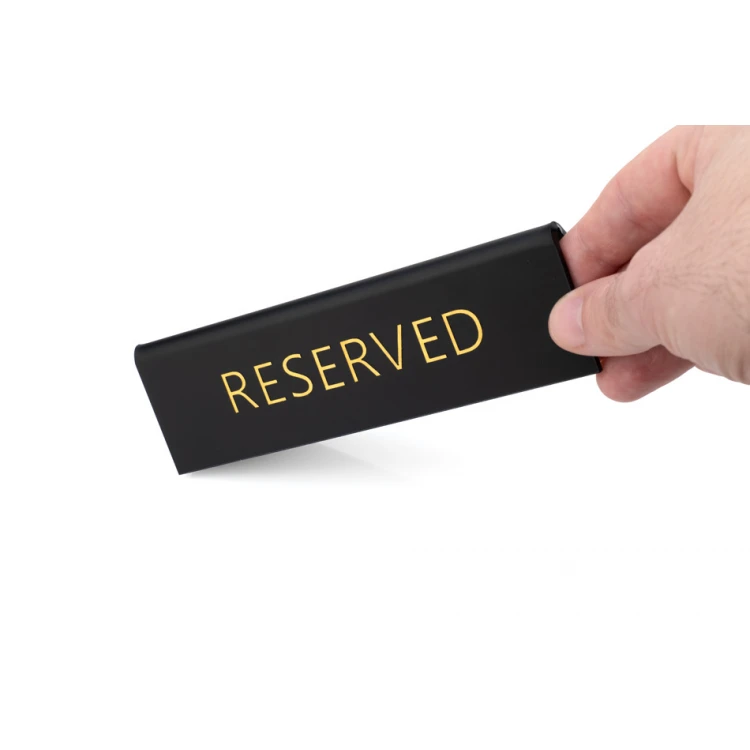 Reservation - stand for tables - dim. 150x45mm - matte black gold letters - REZ017