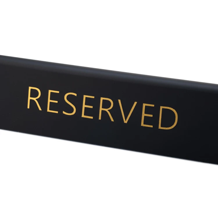 Reservation - stand for tables - dim. 150x45mm - matte black gold letters - REZ017