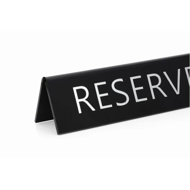 Reservation - stand for tables - dim. 200x50mm - matte black silver letters - REZ018
