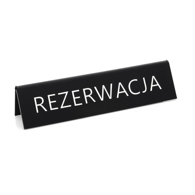 Reservation - stand for tables - dim. 200x50mm - matte black silver letters - REZ018