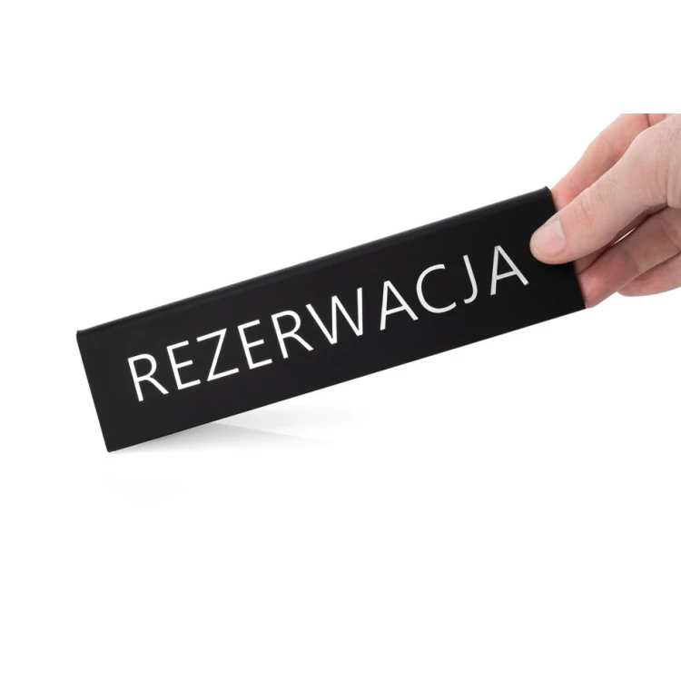 Reservation - stand for tables - dim. 200x50mm - matte black silver letters - REZ018