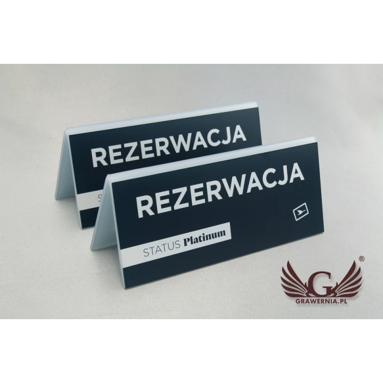 Reservation - stand with any inscription - size 150x65mm - frosted acrylic - UV print - REZ007
