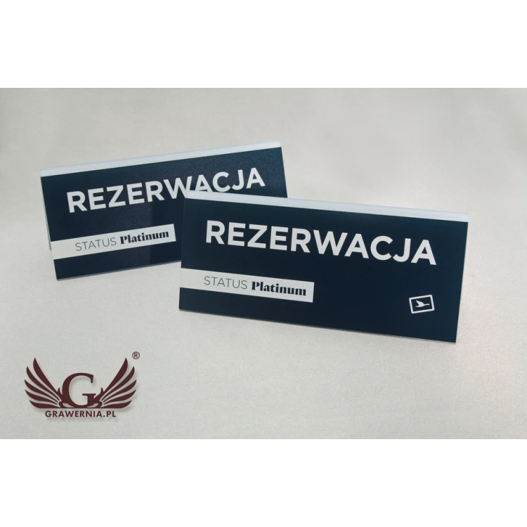 Reservation - stand with any inscription - size 150x65mm - frosted acrylic - UV print - REZ007