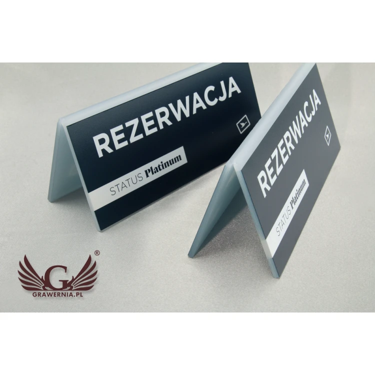Reservation - stand with any inscription - size 150x65mm - frosted acrylic - UV print - REZ007