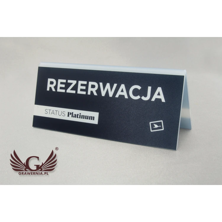 Reservation - stand with any inscription - size 150x65mm - frosted acrylic - UV print - REZ007
