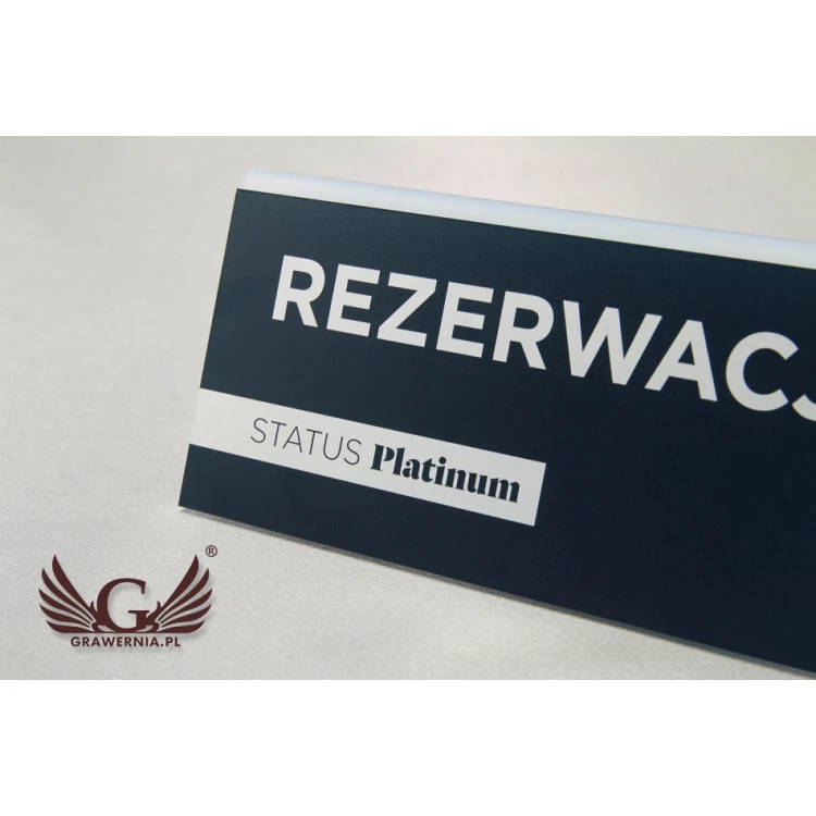 Reservation - stand with any inscription - size 150x65mm - frosted acrylic - UV print - REZ007