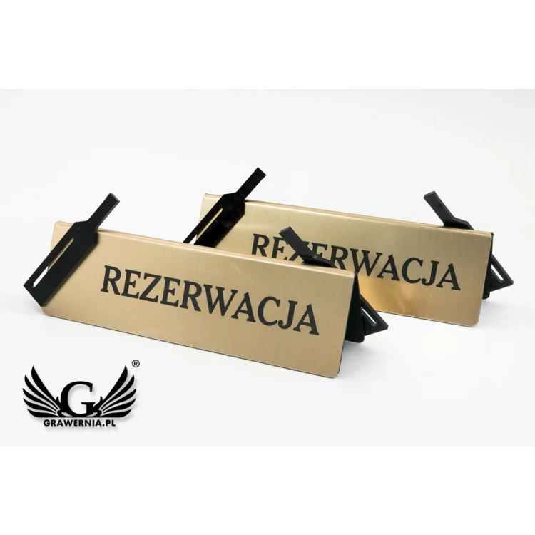 Reservation - table stand - dim. 200x60mm - engraving laminate with black plexi - REZ011