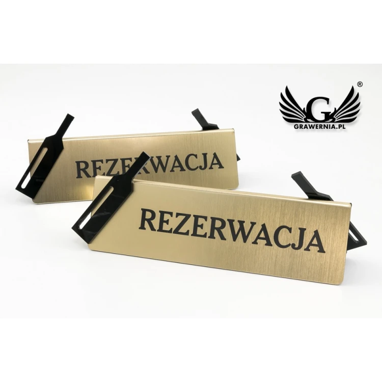 Reservation - table stand - dim. 200x60mm - engraving laminate with black plexi - REZ011