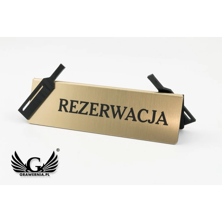 Reservation - table stand - dim. 200x60mm - engraving laminate with black plexi - REZ011