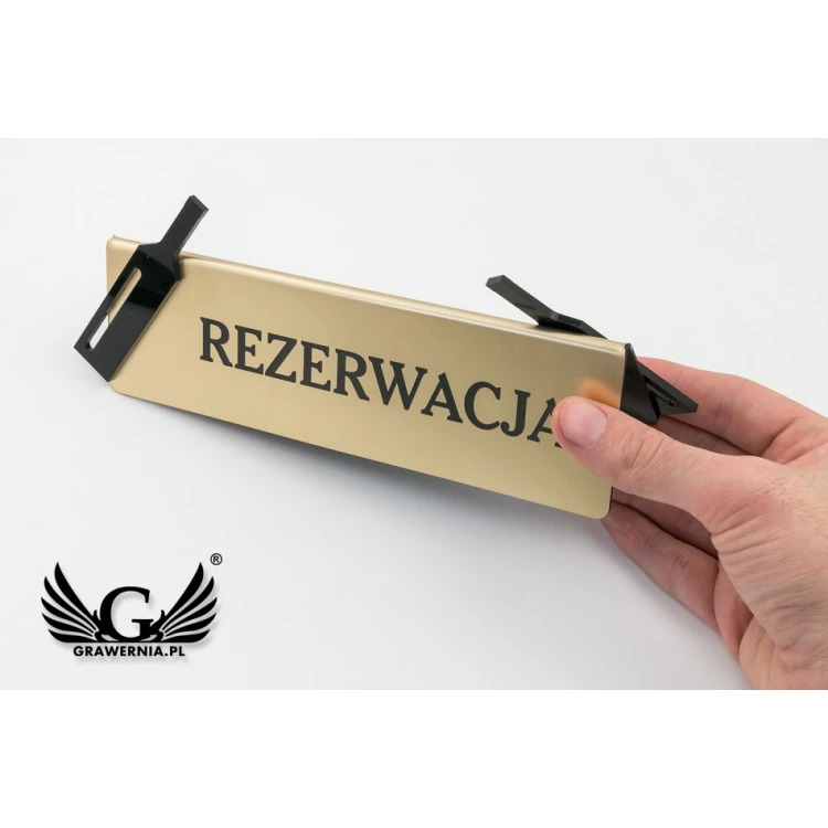 Reservation - table stand - dim. 200x60mm - engraving laminate with black plexi - REZ011