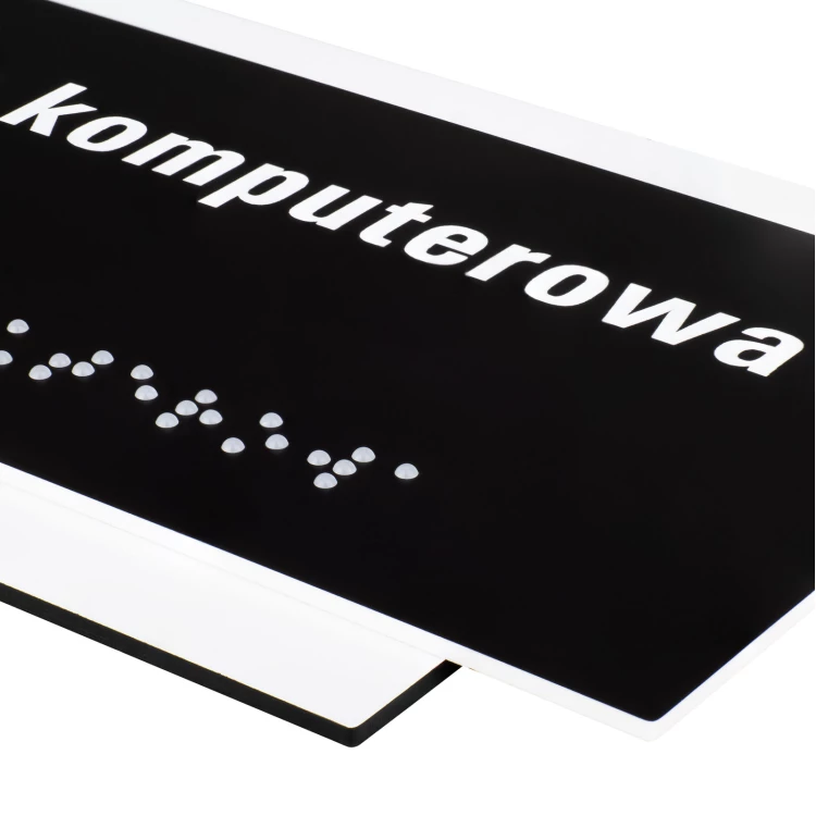 Computer room - NFC plaque for door or wall with Braille - size 200x84mm - TAB593