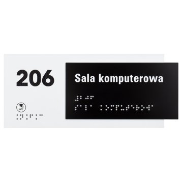 Computer room - NFC plaque for door or wall with Braille - size 200x84mm - TAB593