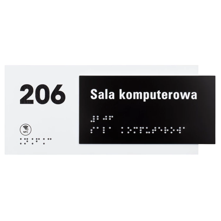 Computer room - NFC plaque for door or wall with Braille - size 200x84mm - TAB593