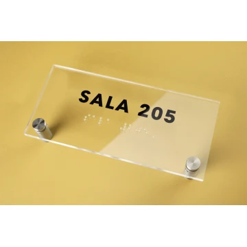 Sala - Plexiglass Plaque with Braille Numbering - Size 160x75mm - TAB275