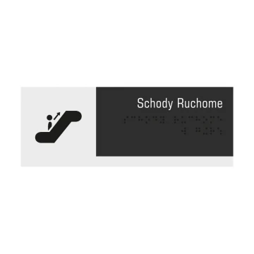 Escalator - Braille lettering sign - frosted acrylic and ADA req. 200x75mm - NORD - TAB326