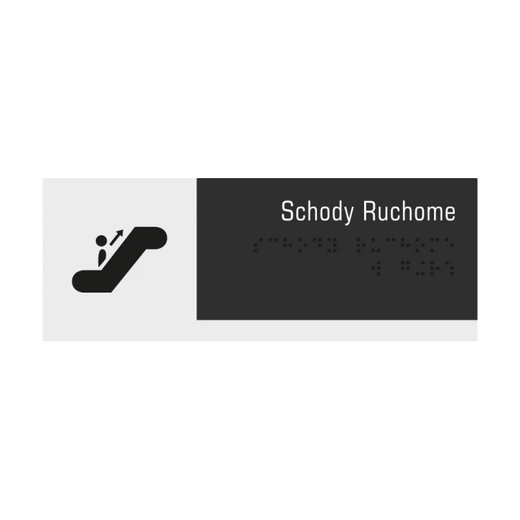 Escalator - Braille lettering sign - frosted acrylic and ADA req. 200x75mm - NORD - TAB326