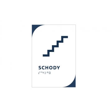 Stairs - white dibond plaque with Braille lettering - size 140x200mm - MONO - TAB292