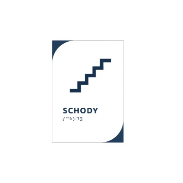 Stairs - white dibond plaque with Braille lettering - size 140x200mm - MONO - TAB292