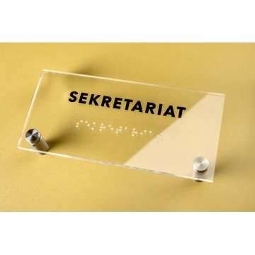 Secretariat - Plexiglass sign with Braille lettering on spacers - size 160x75mm - TAB268