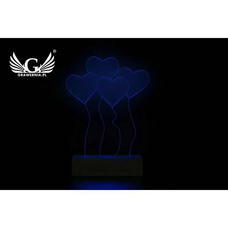 Hearts - Valentine's 3D LED RGB Lamp Controlled by Remote - L3D011
