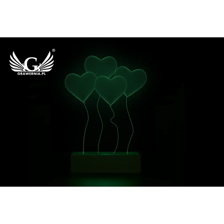 Hearts - Valentine's 3D LED RGB Lamp Controlled by Remote - L3D011