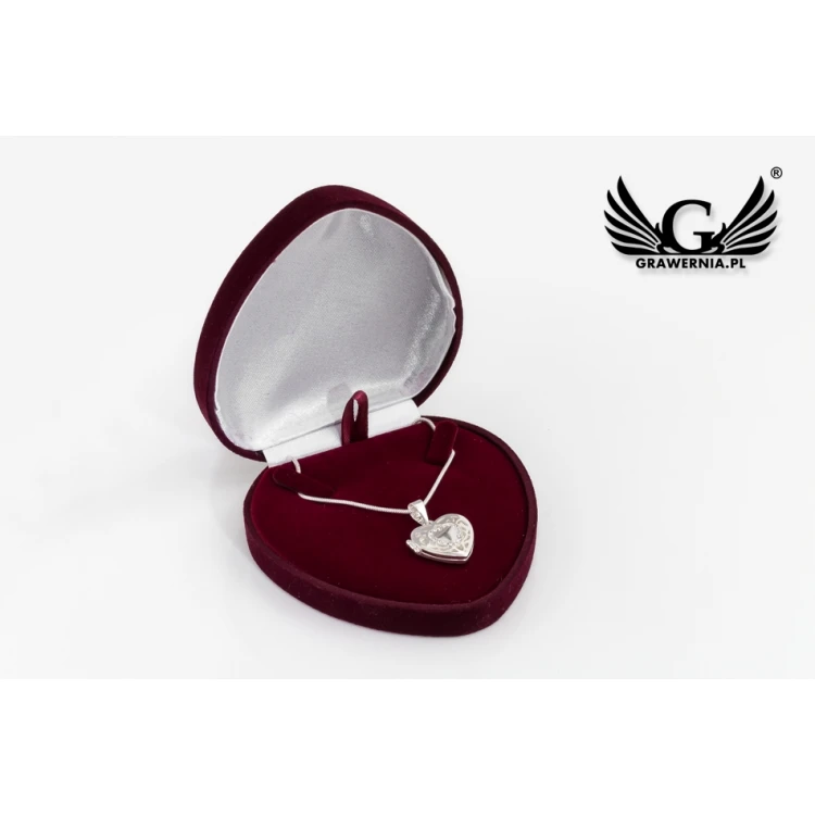Openable Heart with Zirconias and Chain - Secret Box, Engraved Case - Silver - SRB030