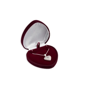 Openable Heart with Zirconias and Chain - Secret Box, Engraved Case - Silver - SRB030