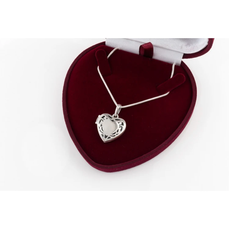 Opening Heart with Chain - Secret Box, Engraved Locket - Silver - SRB031