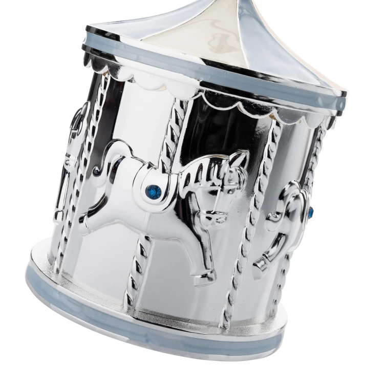 Money Box - Blue Carousel made of Mother-of-Pearl - Holy Baptism Souvenir - SKR009