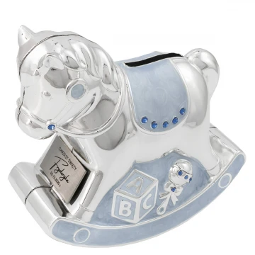 Blue Pony Pearl Clay Money Box - Holy Baptism Souvenir - SKR006